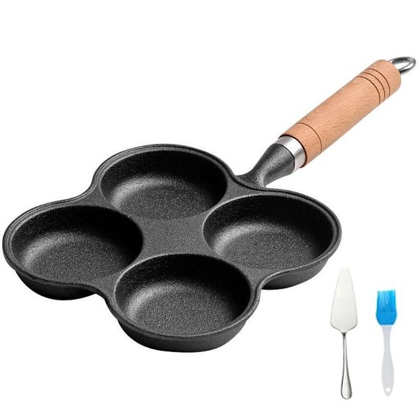 

pans 4/6 holes omelet pan for burger eggs ham pancake maker frying non-stick no oil smoke breakfast cooking pot