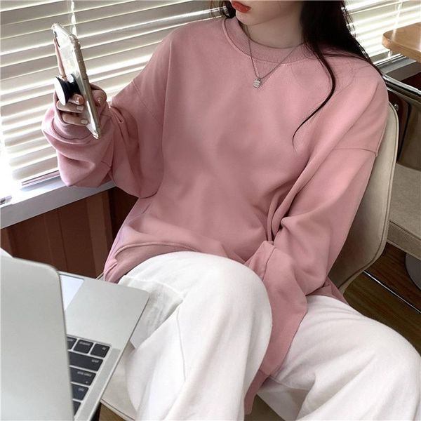 

women's hoodies & sweatshirts korean version fashion pullovers letters printing o-neck all-match ins casual pink long sleeve top, Black