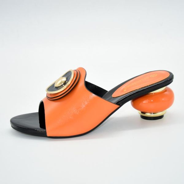 

african ladies shoes 2021 wedding orange color nigeriain df86-15 slippers, Black
