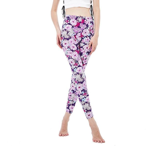 

women's leggings yrrety flowers printed women legging fitness clothing sporting workout mujer elastic pants push up plus size xxxl drop, Black