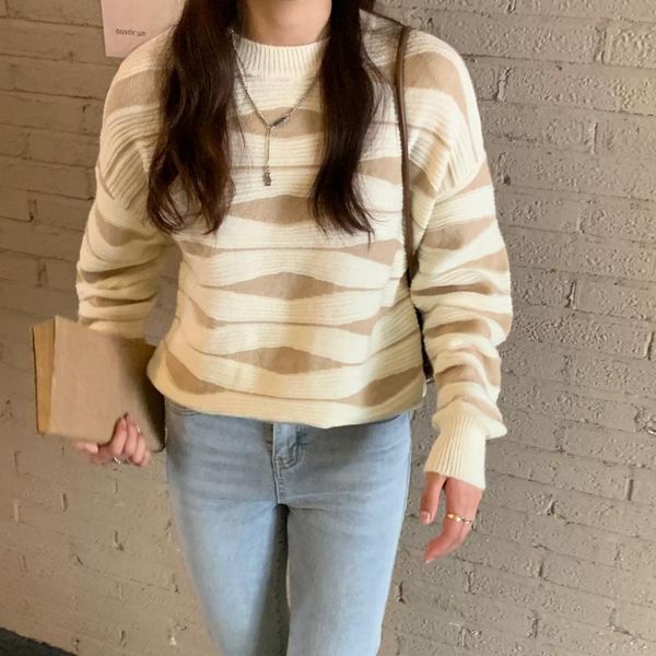 

women's sweaters real s 2021 autumn lazy wind loose outer wear., White;black