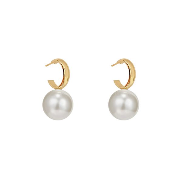 

women big round pearls charm earrings luxury designer wedding jewelry gold circle earring, Golden