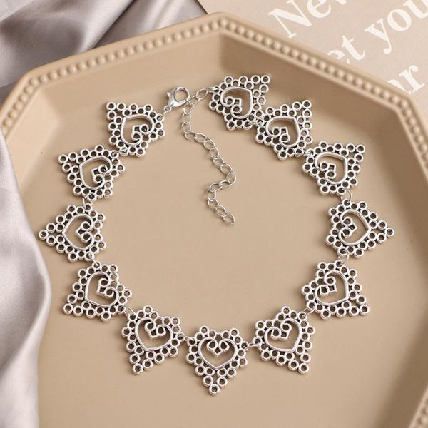 

chokers aliutom vintage elegant silver color necklace for women girls love heart shape choker collar 2021 trend fashion jewelry gifts, Golden;silver
