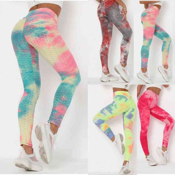 

40 ink tie-dye fitness woman pants slim and hip lifting legging exercise bottom plus size leggings women, Black