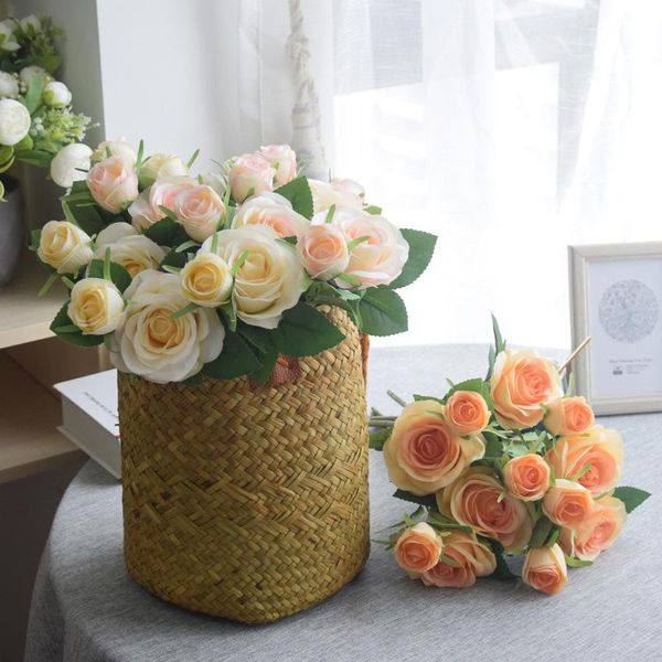 

decorative flowers & wreaths artificial rose flower double head bulgarian fake dining table set soft dress floral bouquet