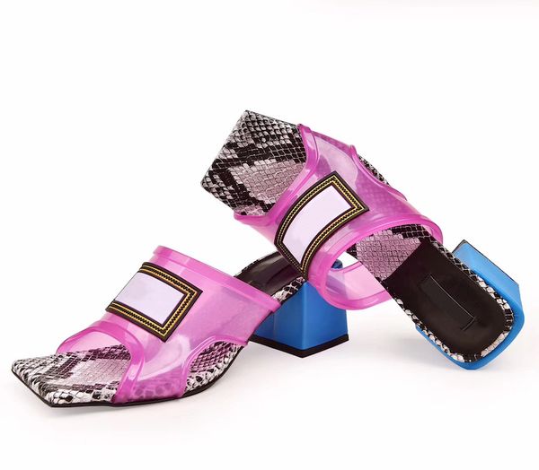 

fashion womens pvc high heels sandals slides summer leather indoor designer transparent crystal female slipper shoes size 35-42, Black