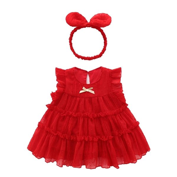 

21 new girls vest summer girl princess foreign style puffy flying sleeve dress chiffon baby skirt, Red;yellow