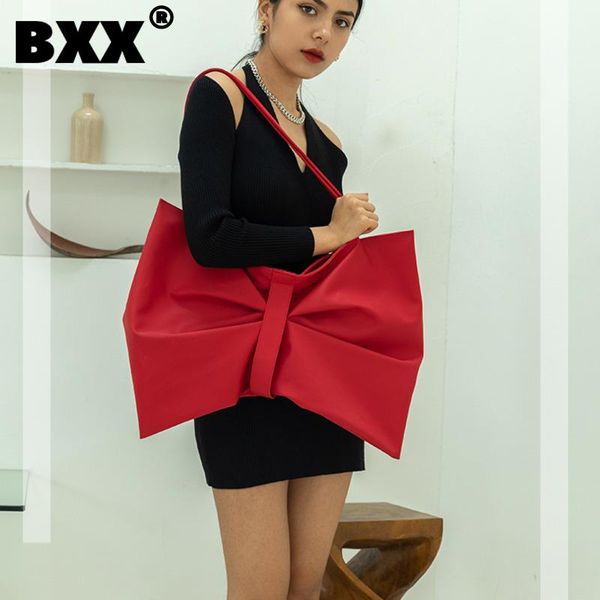 

[bxx] simple solid color canvas bowtie bags for women 2021 summer shoulder bag handbags trending luxury hand hs062