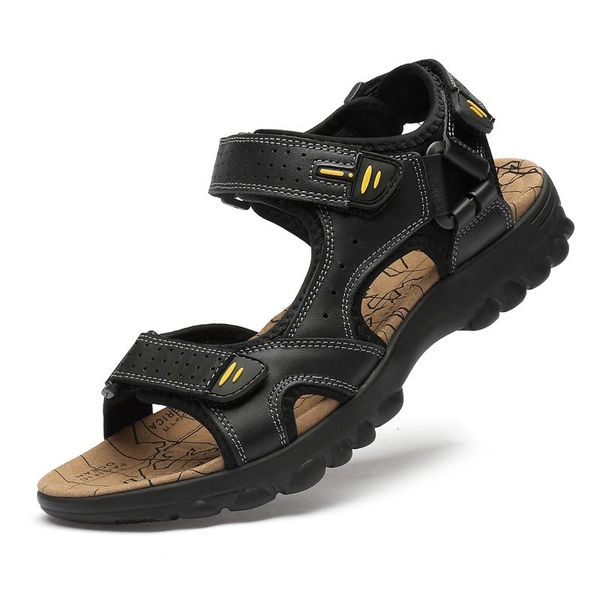 

sandals man hombre mens slipper transpirables big zapatillas shoes zapatos breathable summer 2021 male playa size sport fashion on, Black