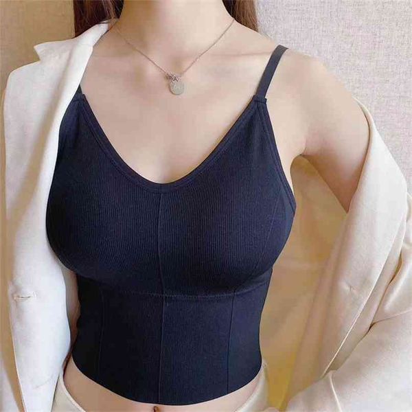 

summer women's camisole casual solid color slim short 210430, White