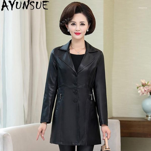 

women's leather & faux ayunsue pu jacket women clothes 2021 spring autumn plus size coat windbreaker veste femme 1714--1912 kj1, Black