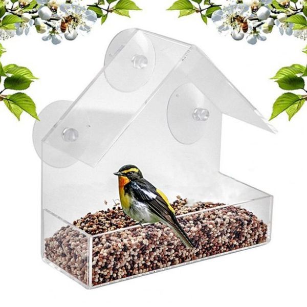 

other bird supplies transparent acrylic window feeder strong suction cup hanging cage house