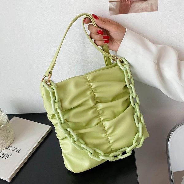 

evening bags women retro bag soft leather fold design shoulder solid color tote purse and handbag vintage female clutches