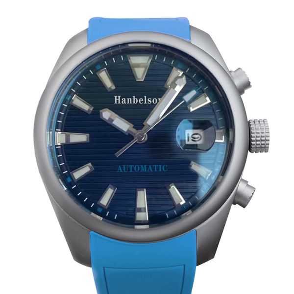 Роскошная мода классические синие мужские часы 43 мм увеличительное стекло автоматическое календарь из нержавеющей стали чайки движения наручные часы