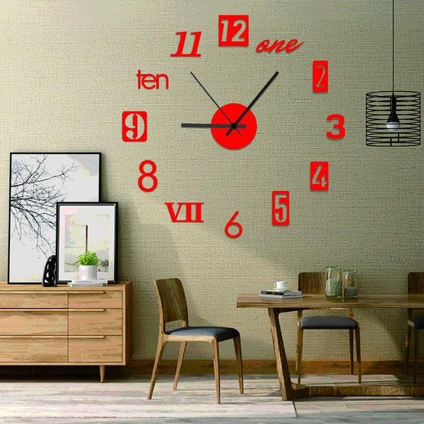 

wall clock modern gradient mirror design acrylic sticker diy home decor aesthetic living room decorations clocks