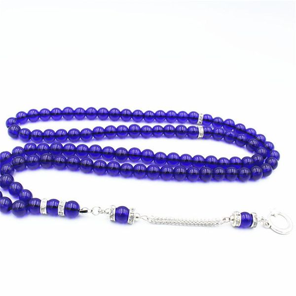 

link, chain 8mm muslim rosary islamic crystal bracelet religious tassel pendant 99 prayer beads, Black