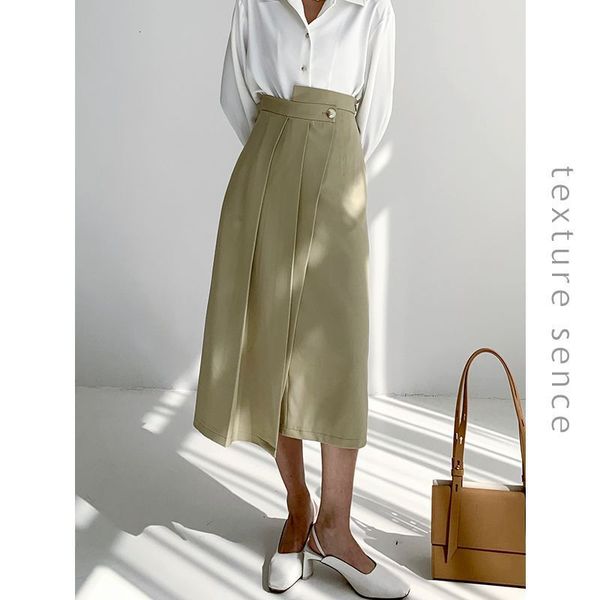 

skirts texturence2021 spring and summer korean high waist irregular women's slim skirt tts495, Black