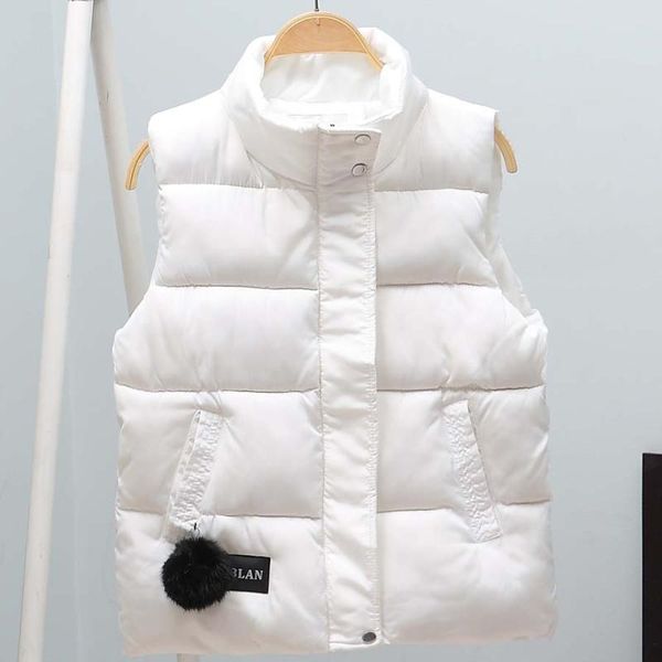 

women's vests women vest mandarin collar sleeveless short coat jacket waistcoat female plus size mujer 2021 autumn winter, Black;white