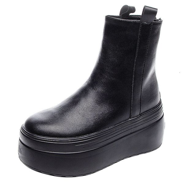 

boots thick-soles fashionable high-quality leather genuine soft teddy shoes warm ankle boots 4nqd, Black