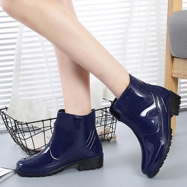 

boots jaycosin 2021 rain women's rubber ankle black causal snow booties female waterproof slip on chunky footwear shoes