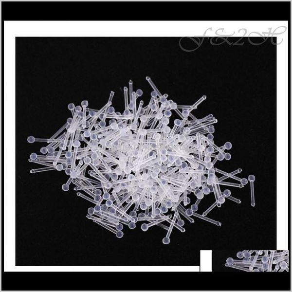 

other 0.8mm acrylic anti-allergic plastic body piercing jewelry clear nose studs retainers ball ear bone stud drop delivery 2021 wg9zu, Slivery;golden