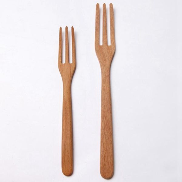 

beech fork creative wooden tableware kitchen tools fruit pizza fork, 10pcs forks