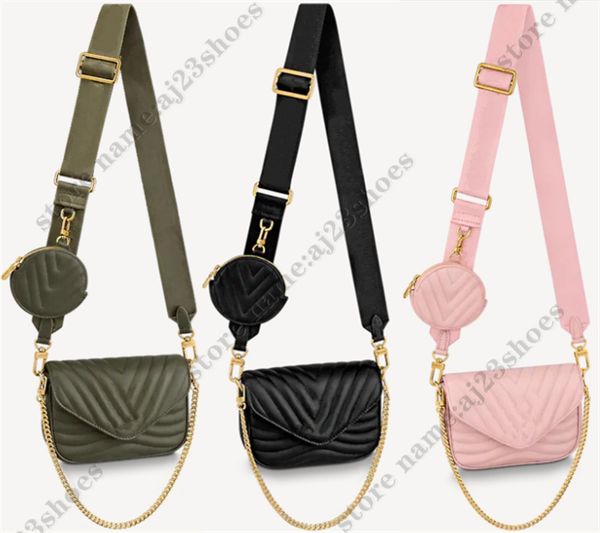 

new wave multi-pochette crossbody bag black quilted leather round coin purse versatile fashion luxurys designers bags