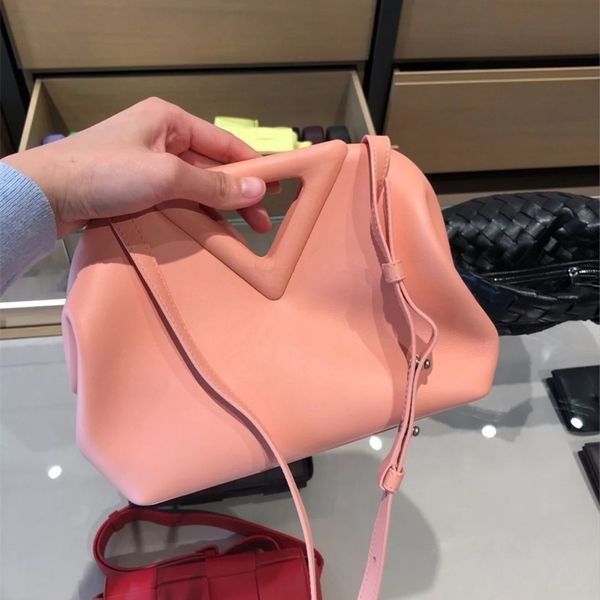 

candy triangle handle cloud pack leather pleated bag 2021 new one shoulder cross carry dumpling
