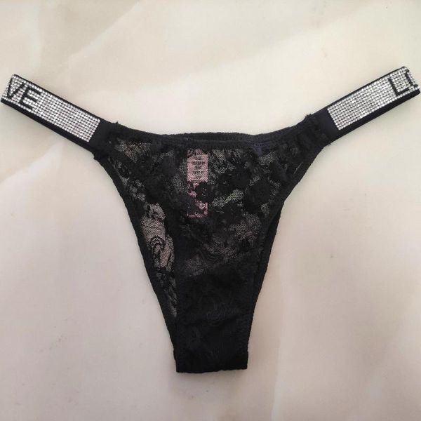 Calcinha Feminina Calcinha Feminina Sexy Mulheres Strass Low Rise Cueca Ver Através de Renda Floral Lingerie Alta Corte Feminino Biquíni Underpanty VS Tanga 163