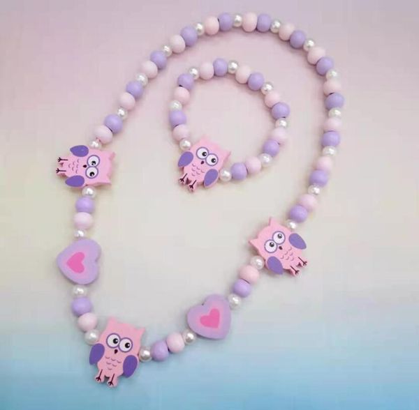 Ins girl lucky ювелирные изделия натуральные деревянные ожерелье браслет мультфильм дизайн животных детей милый единорог браслеты детские рождественские браслеты