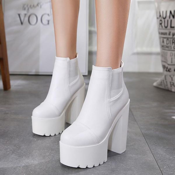 

dress shoes 15cm stage thick-soled knight boots thick heel nightclub super high women's short 201 autumn and winter, Black