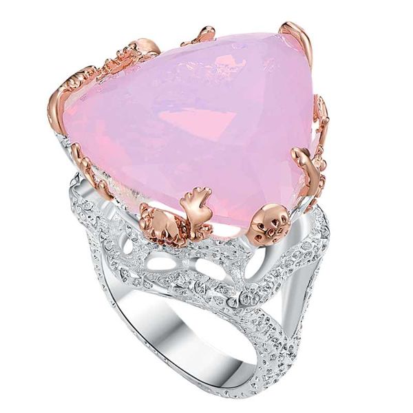 

cluster rings black gold- color pink stone ring lead setting with cubic zirconia wedding party, Golden;silver