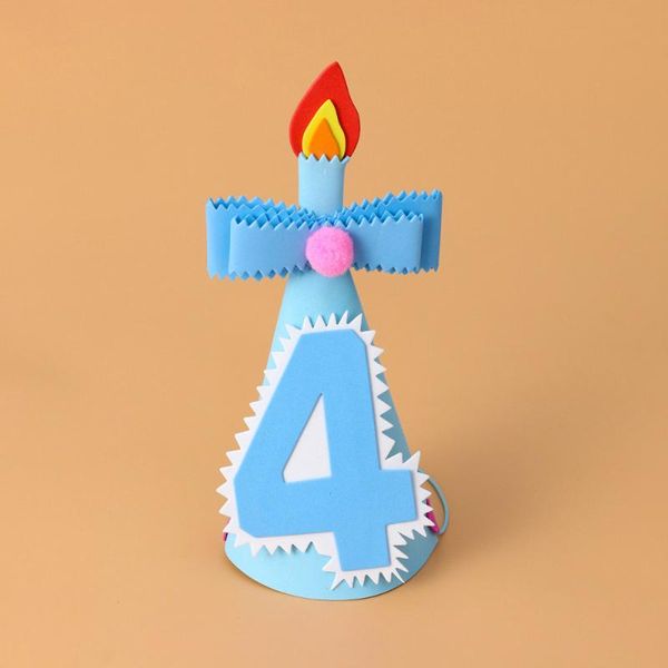 

party hats kid birthday girls boys kawaii prince crown caps po props decoration (blue number 1)