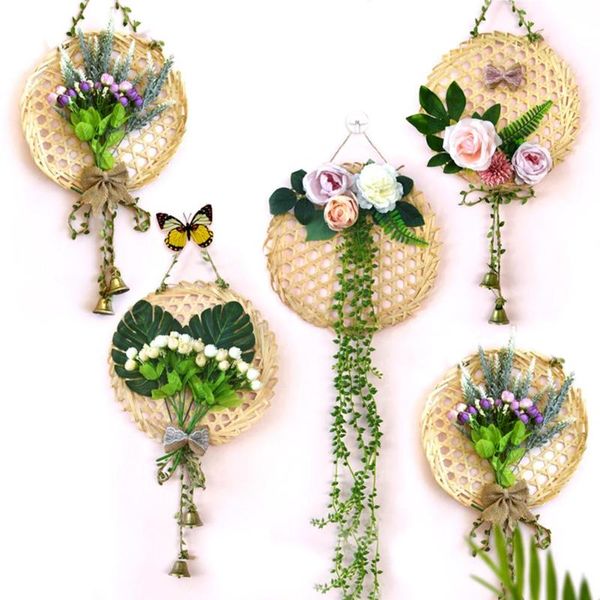 

decorative flowers & wreaths diy handmade artificial flower bamboo net bell hanging pendant living room home decorations