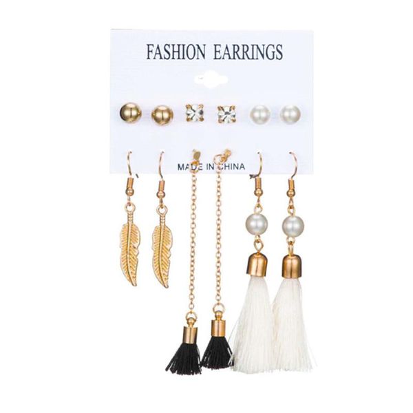 

simple feather love pearl earrings for girl temperament tassel fashion women's jewelry wholesale party dangle & chandelier, Silver