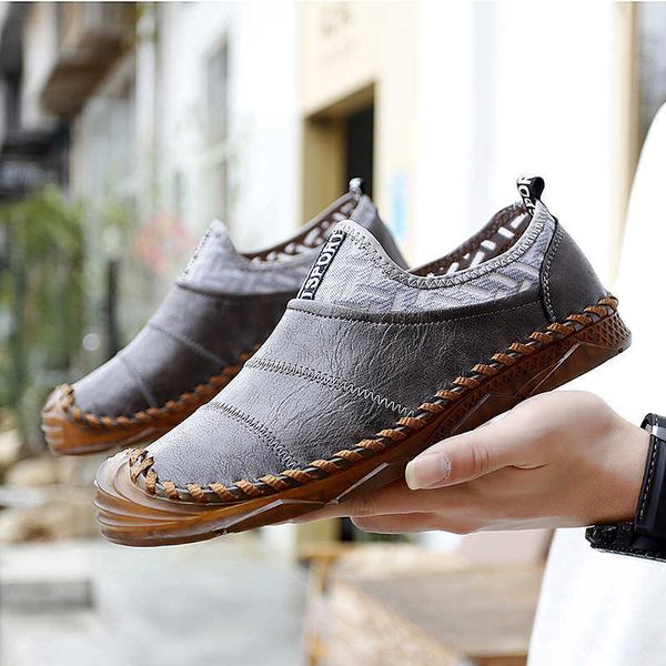 

2021 spring large 47 casual leather sho hand sewn fashion men's wear-ristant buckle