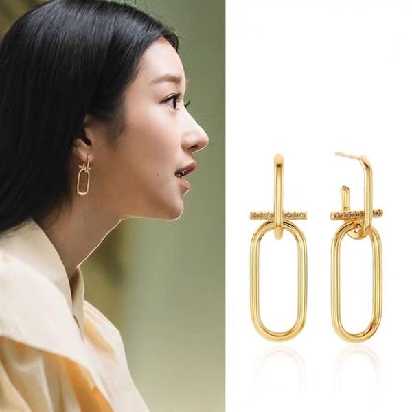 

trendy gold color square alloy earrings for women unique geometric statement party jewelry wedding accessories 2021 dangle & chandelier, Silver