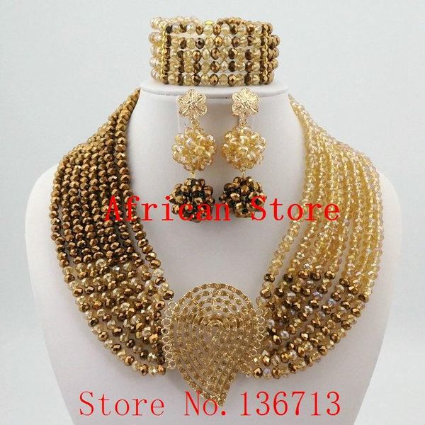 

earrings & necklace est nigerian wedding african beads jewelry sets crystal flower for women 2021 mixed color fine l214, Silver