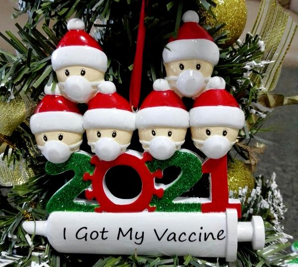 

dhl 2021 christmas decoration quarantine ornaments family of 1-9 heads diy tree pendant accessories with rope resinu stock ty03