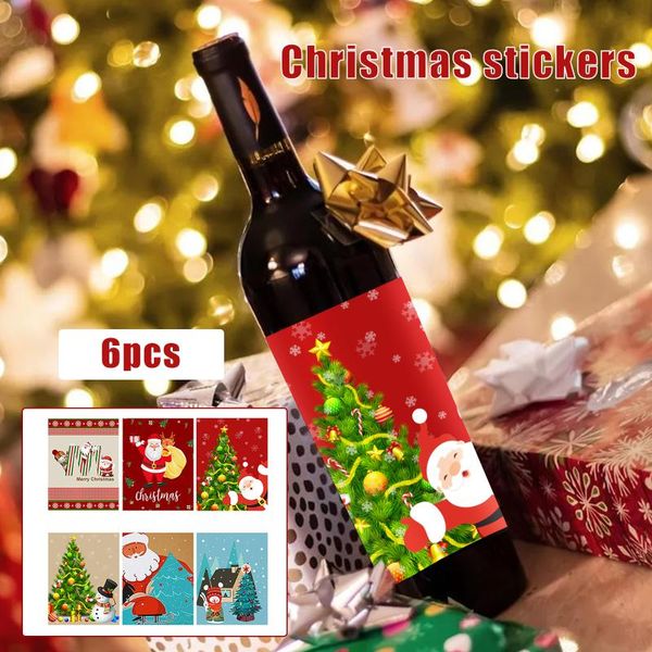 

gift wrap christmas wine bottle sticker multipurpose waterproof self-adhesive creative xmas decorative supplies ts1