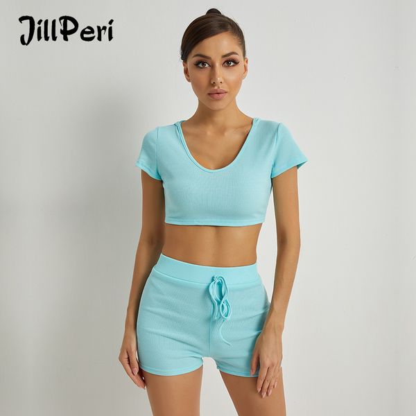 

jillperi short sleeve crop with hat and short 2 piece set in mint women casual daily outfit comfort 2 piece lounge set, Black;white