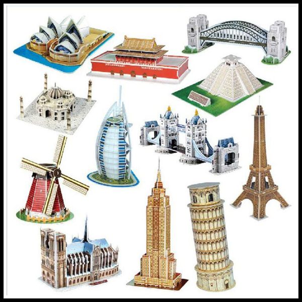 EPACK Classic Jigsaw DIY 3D Puzzle World Famous Architectural Model Playground Assembled Building Model Puzzle Toys for Children