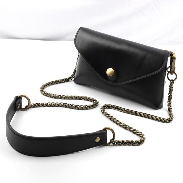 Accessori per parti della borsa Tracolla di ricambio da 116 cm Manico in pelle nera Brwon PU Catene in metallo bronzo per manici per borsa Borsa #E