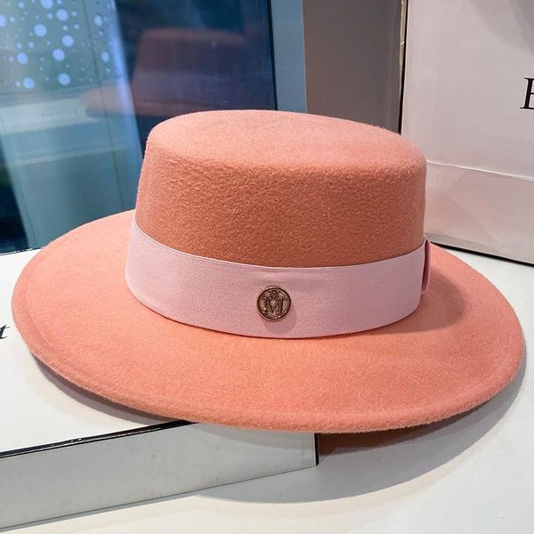 

wide brim hats elastic band fedoras with flat jazz hat women felt for lady red fedora, Blue;gray