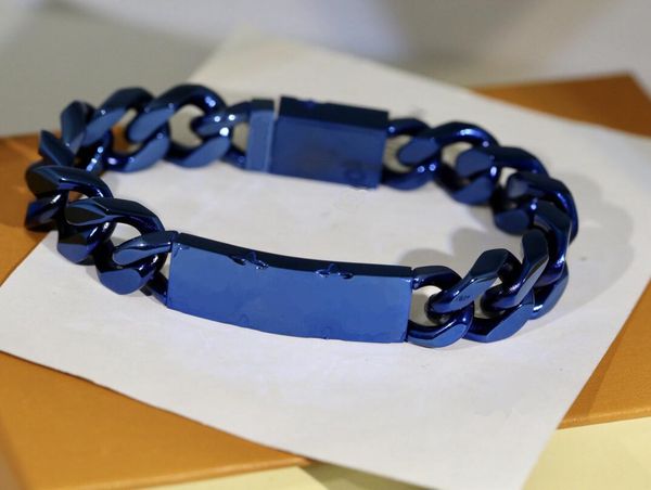

2021 luxury jewelry hip hop punk cuban titanium link chain bracelet for men and women stainless steel bracelets, Black