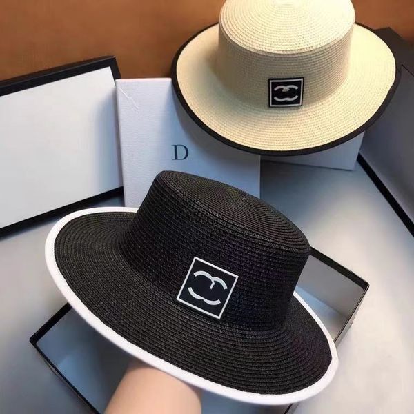

new fashion white straw hat for summer travel, Black;white
