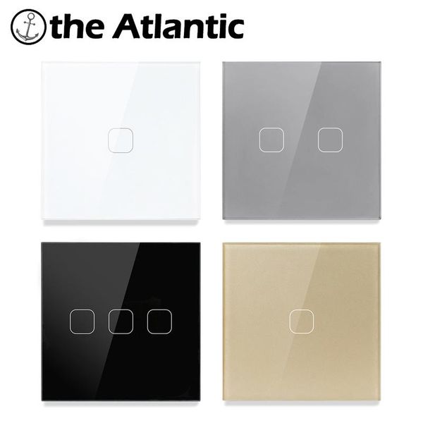 

smart home control touch switch 1 2 3 gang way black white gold gray / silver light wall glass panel frame 110-250v eu uk