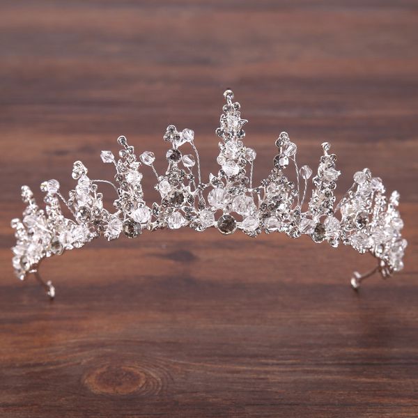 

trendy wedding hair accessories crown bride crown headdress crystal rhinestone crown wedding headdress handmadedio chan contact, Golden;white