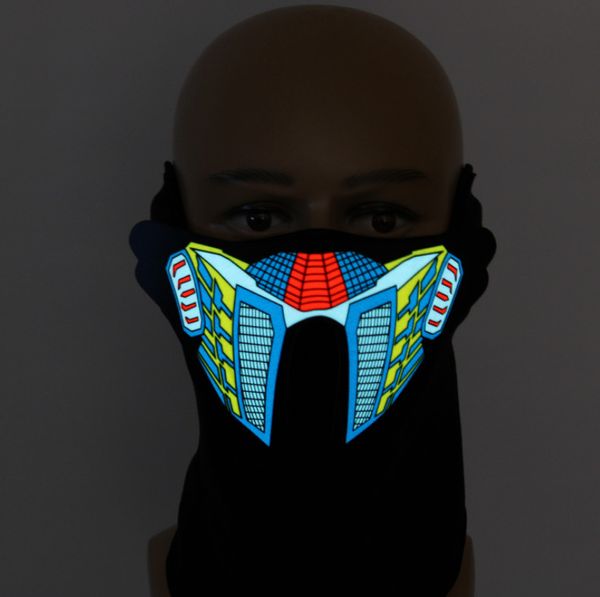 O mais recente 3D LED máscara luminosa musica controle de voz de halloween vestir adere props festa de dança festa de luz fria faixa máscaras fantasma, suporte Personalização