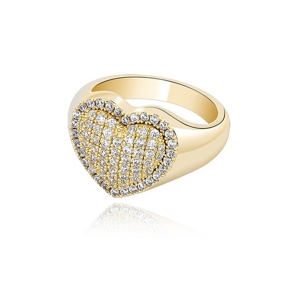 

hip hop love ring copper gold silver color iced out micro pave cubic zircon charm ring for men women rock style